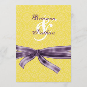 Invitación a la boda amarilla y morada y a la boda