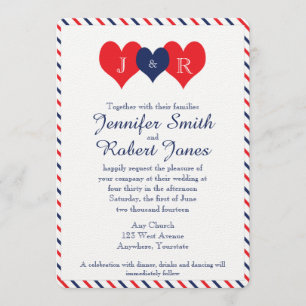 Invitación a la boda Americana Hearts