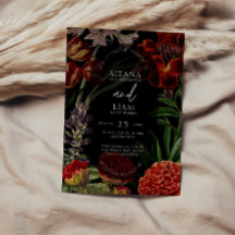 Invitación a la boda amorosa floral oscura