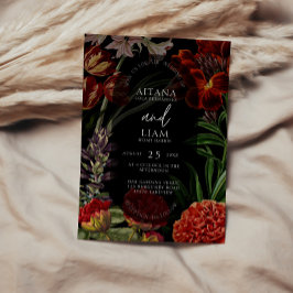 Invitación a la boda amorosa floral oscura