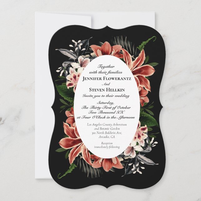 Invitación a la boda amorosa QR Código Botánico (Anverso)