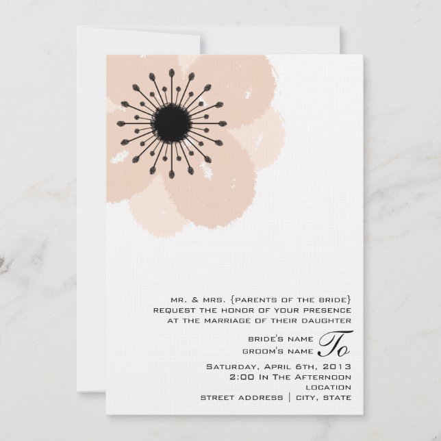Invitación a la boda anémica rosa: De Los Padres D (Anverso)