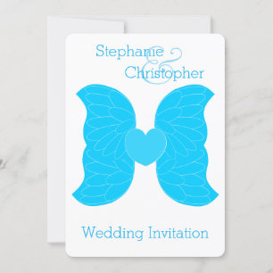 Invitación a la boda Ángel Azul Wings Heart Design
