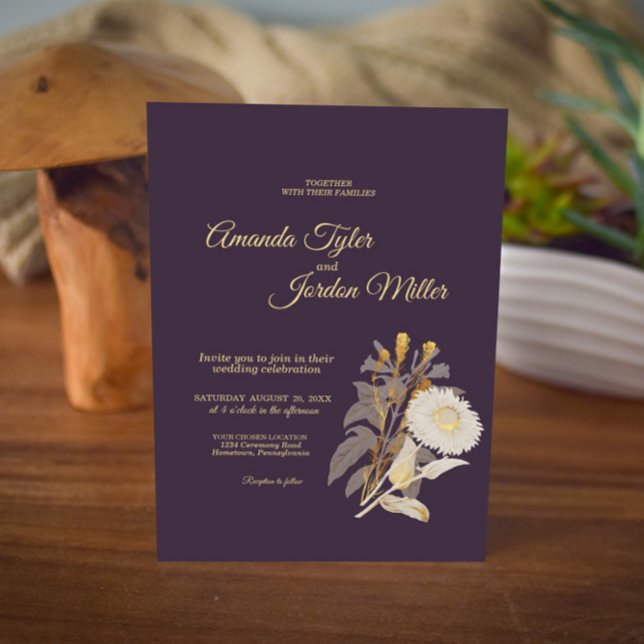 Invitación a la boda antigua de Purple Daisy (Subido por el creador)