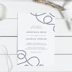 Invitación a la boda apta para el mar   Blanco