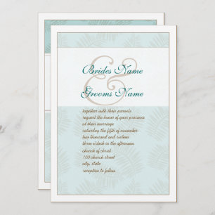 Invitación a la boda Aqua Blue and Brown Leaves
