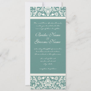 Invitación a la boda Aqua Blue Damask Swirls