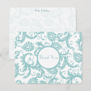 Invitación a la boda Aqua Blue Damask Swirls