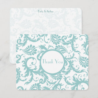 Invitación a la boda Aqua Blue Damask Swirls