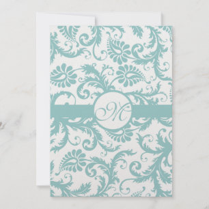 Invitación a la boda Aqua Blue Damask Swirls