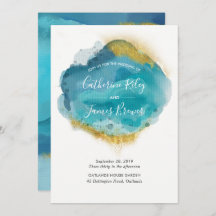 Invitación a la boda Aqua Blue & Gold Beach