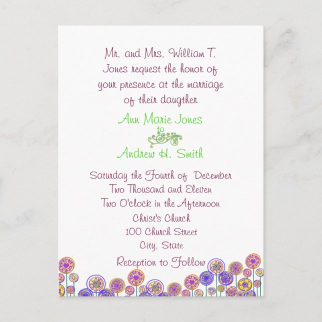 Invitación a la boda Aqua Blue & Lime Swirls (Anverso)