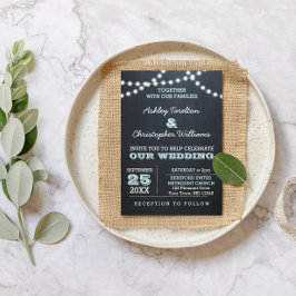 Invitación a la boda Aqua de Chalkboard Lights