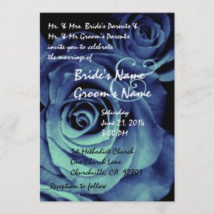 Invitación a la boda Aqua y Royal Blue Rosas