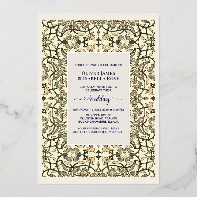 Invitación a la boda árabe-floral de Sepia - Relie (Anverso)