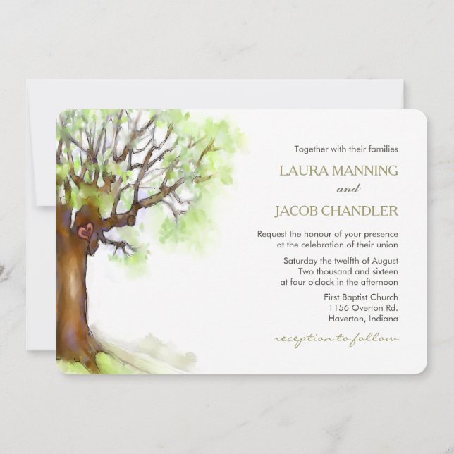 Invitación a la boda - Árbol de amor (Reverso)