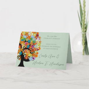Invitación a la boda - Árbol de amor de flores mul
