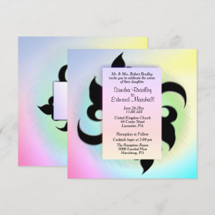 Invitación a la boda arcoiris de Fleur de lis