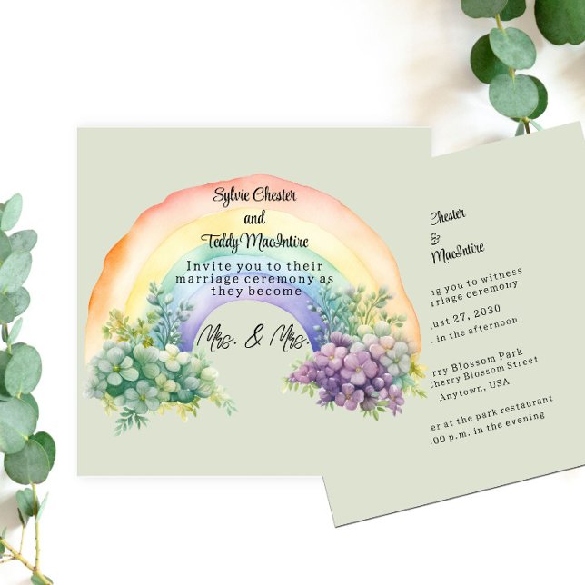 Invitación a la boda arcoiris de parejas lesbianas (Subido por el creador)