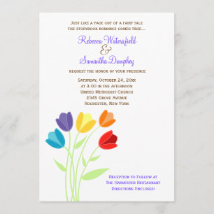Invitación a la boda arcoiris multicolor Tulip