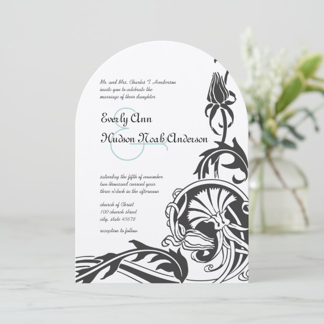 Invitación a la boda Art Deco (Anverso de pie)