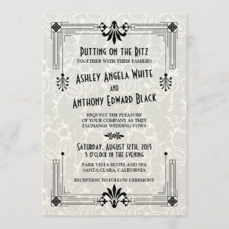 Invitación a la boda Art Deco de los años 20