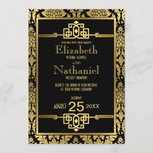 Invitación a la boda Art Déco de los años 20 de Go