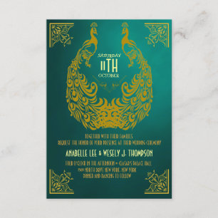 Invitación a la boda Art Déco del Peacock de los a