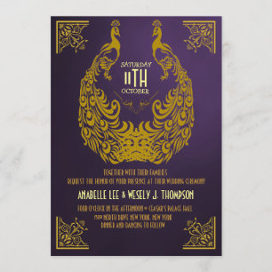 Invitación a la boda Art Déco del Peacock de los a