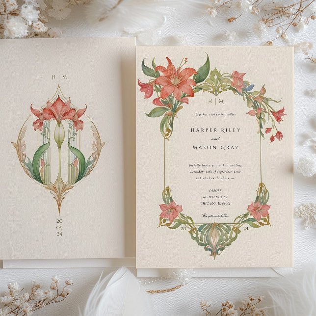 Invitación a la boda Art Nouveau de Amaryllis (Subido por el creador)