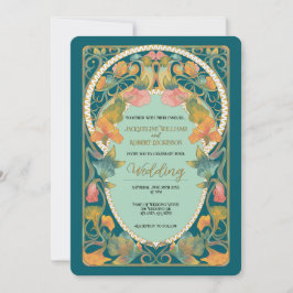 Invitación a la boda Art Nouveau de color de agua 