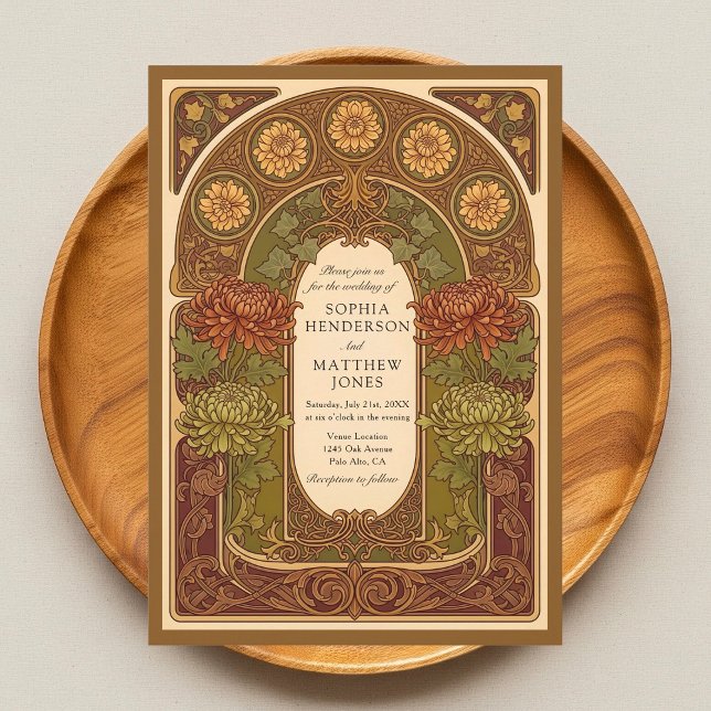Invitación a la boda Art Nouveau de la flor de oto (Subido por el creador)