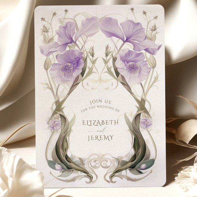 Invitación a la boda Art Nouveau de Lavender Elega (Subido por el creador)