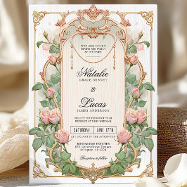 Invitación a la boda Art Nouveau de Rubor Pink Gre