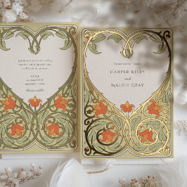 Invitación a la boda Art Nouveau del Golden Heart