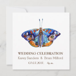 Invitación a la boda, arte elegante, mariposa azul