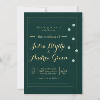 Invitación a la boda artística deca en esmeralda y