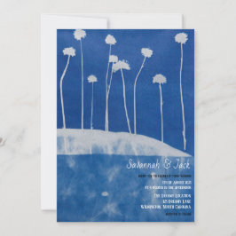 Invitación a la boda artística única azul