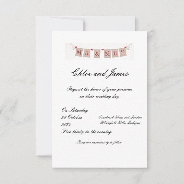 Invitación a la boda artística y elegante (Anverso)