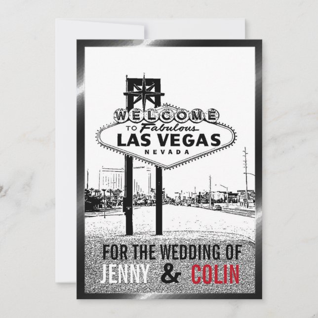 Invitación a la boda artsy Black Red Las Vegas (Anverso)