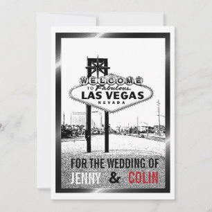 Invitación a la boda artsy Black Red Las Vegas