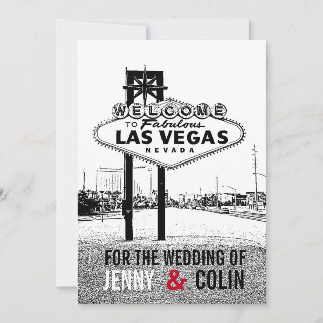 Invitación a la boda artsy Black Red Las Vegas