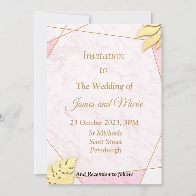 Invitación a la boda asombrosa, casamiento rosa (Anverso)