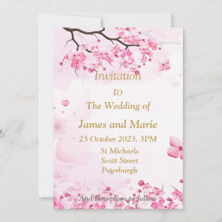 Invitación a la boda asombrosa, flor rosa