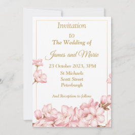 Invitación a la boda asombrosa, flores rosas