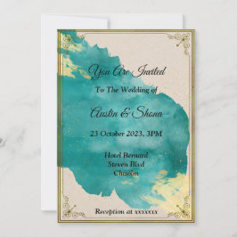 Invitación a la boda asombrosa, verde, dorado