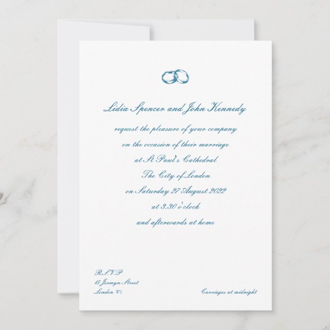Invitación a la boda atemporal clásica al estilo b (Anverso)