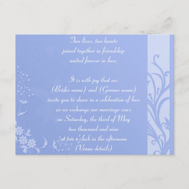 Invitación a la boda azul (Anverso)