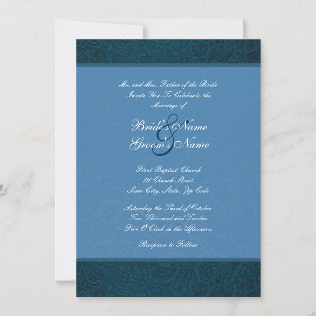 Invitación a la boda azul (Anverso)