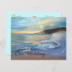 invitación a la boda azul al atardecer
